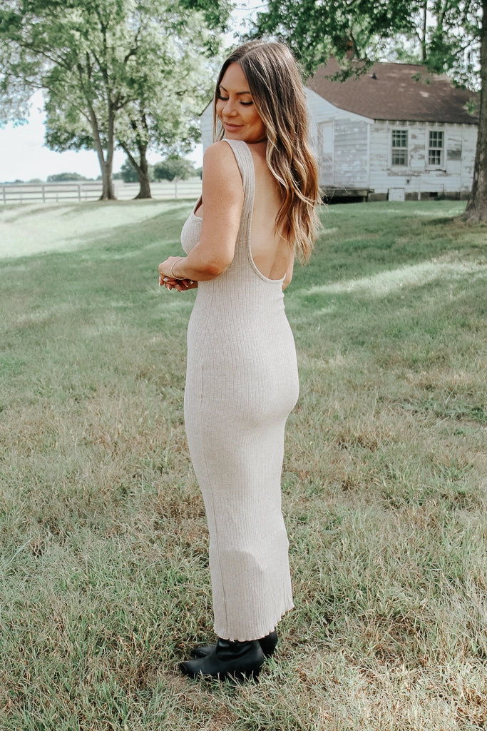 Amber Knit Maxi Dress Sheer Light
