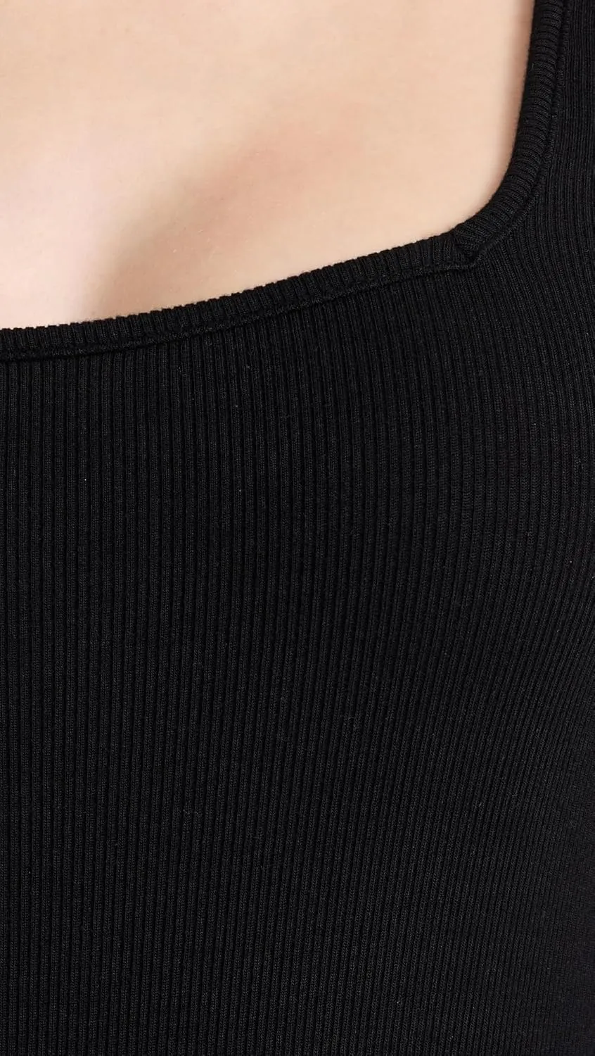 Ambitionist Women's Ribbed Square Neck Tank Thong Bodysuit