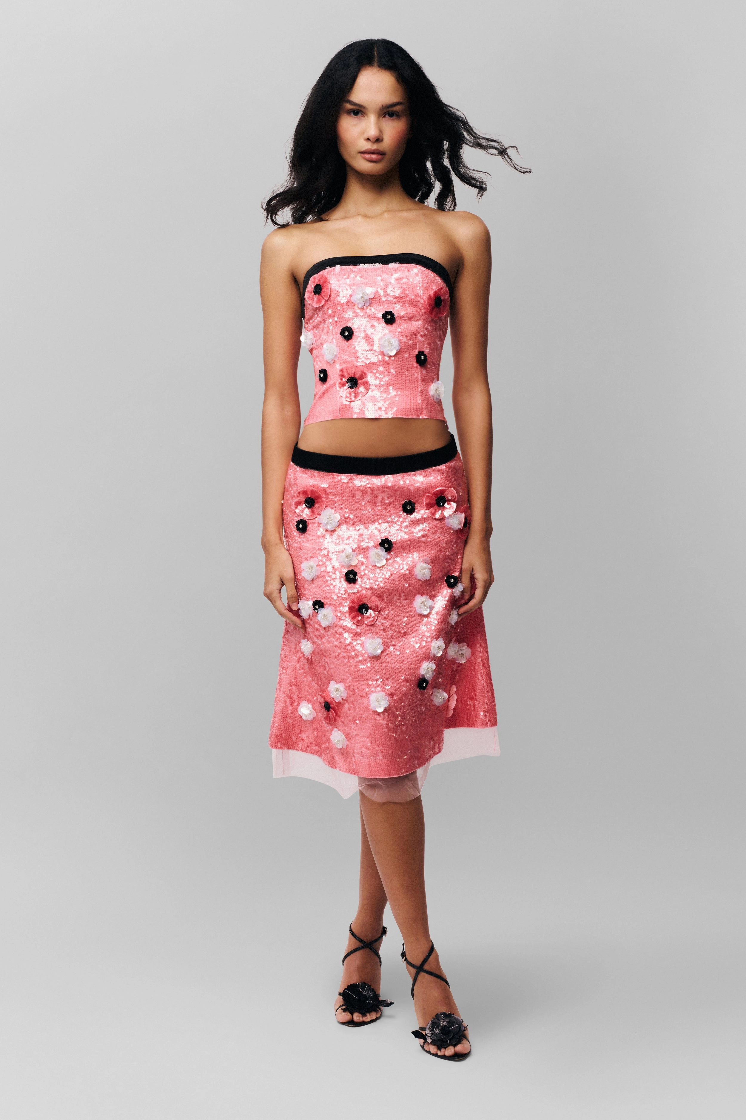 Wrap Front Ambroise Sequin Skirt