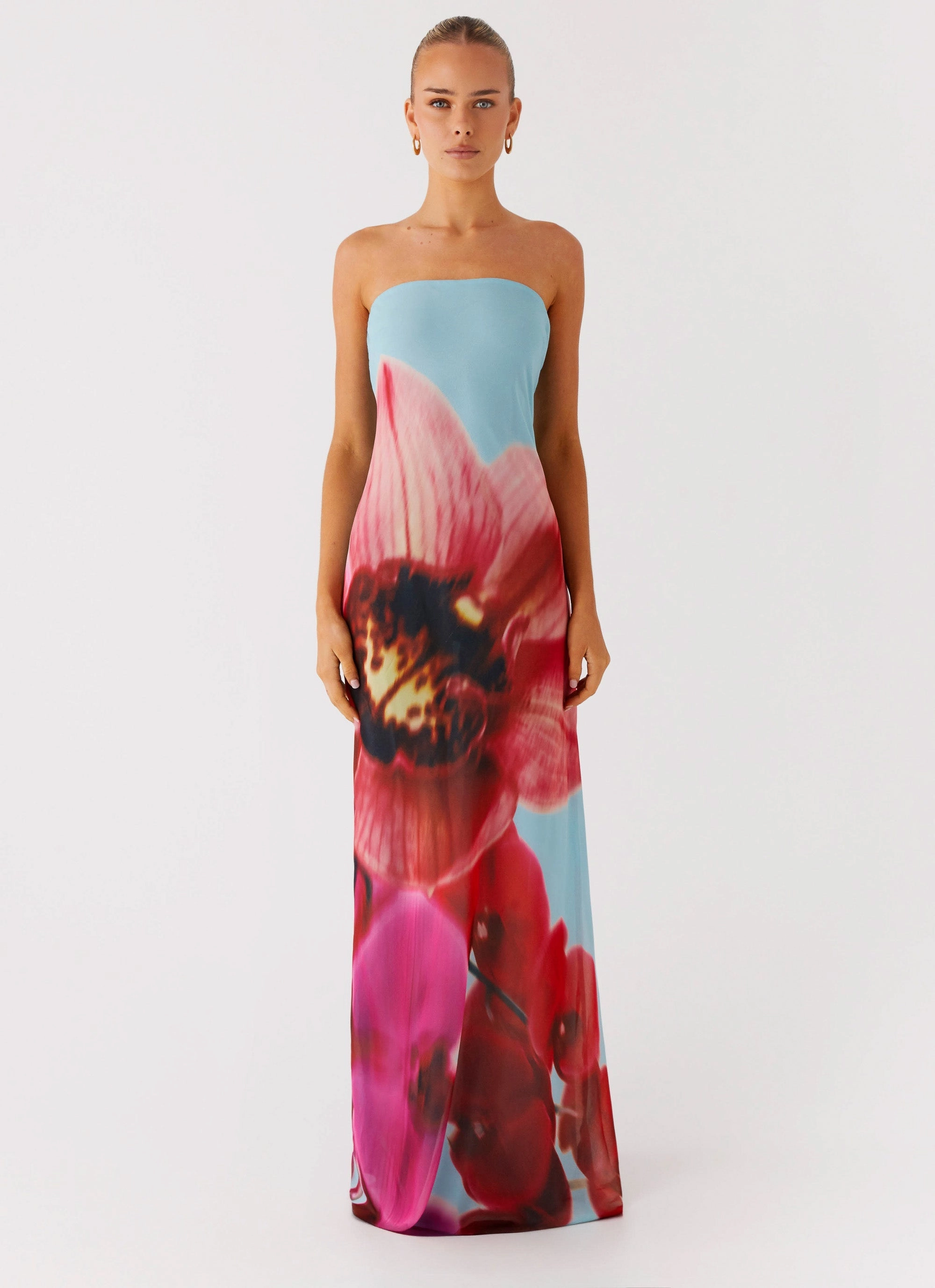 Amelle Maxi Dress - Turquoise Bloom Neutral Base Easy Texture