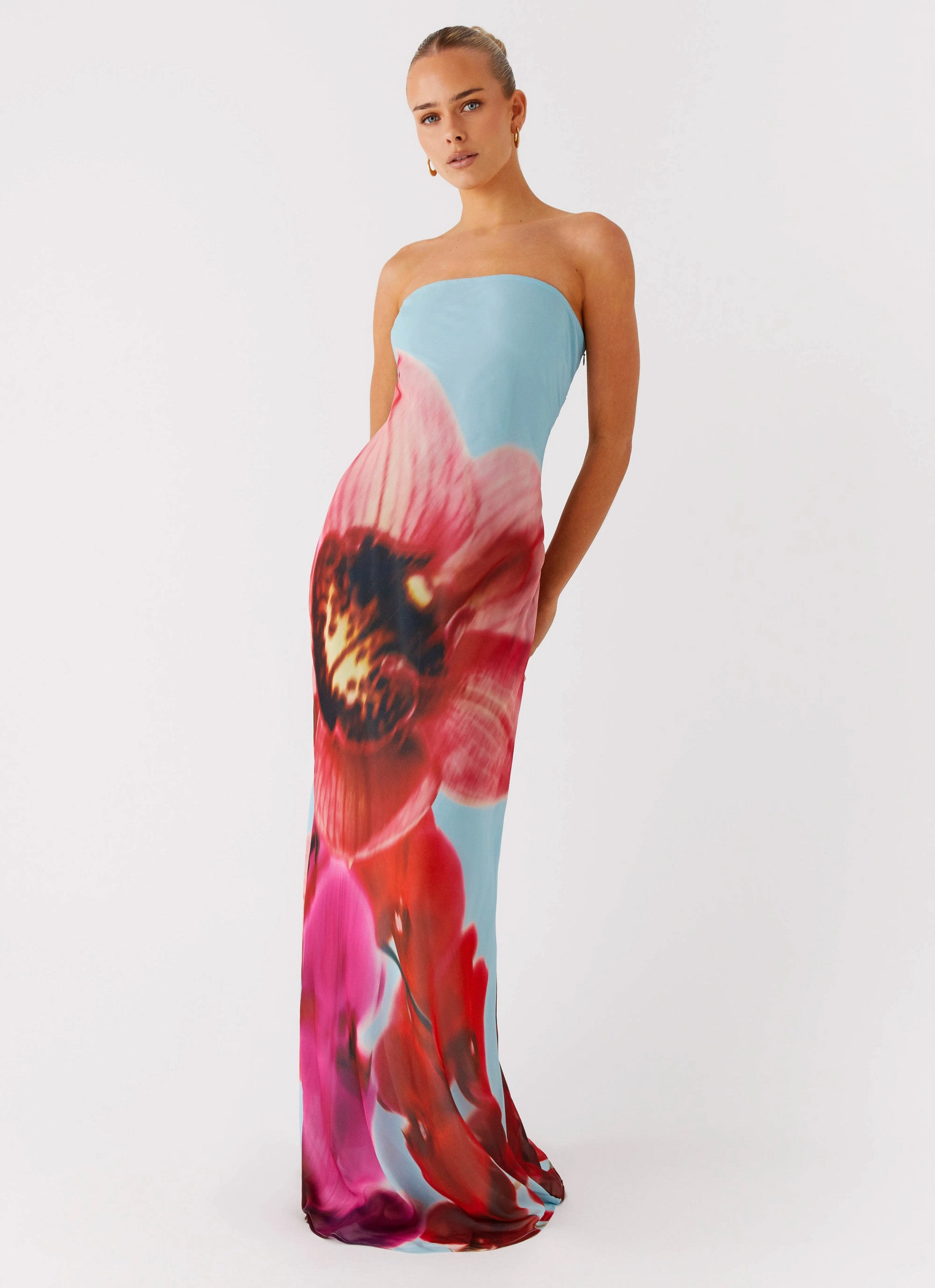 Comfortable Layer skin friendly Amelle Maxi Dress - Turquoise Bloom