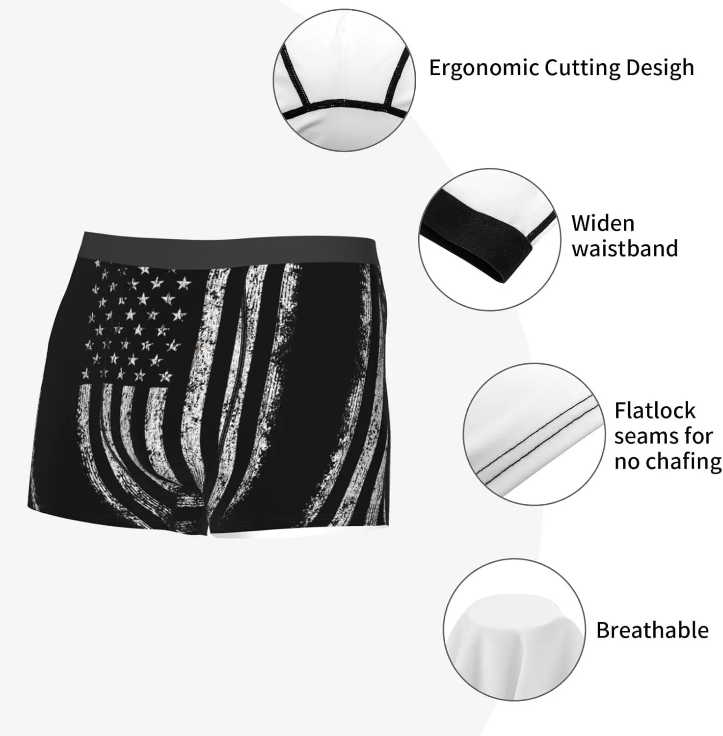 American Camouflage Boxer Briefs, Moisture Wicking & Breathable,Underwear for Men