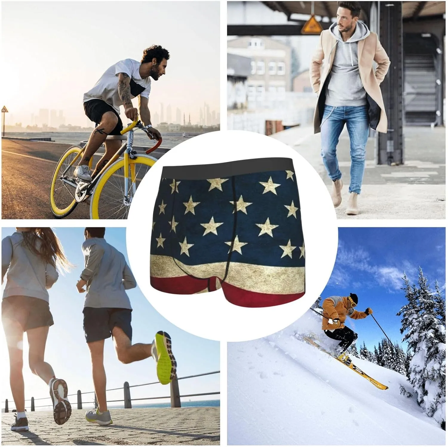 American Flag Boxer Briefs, Moisture Wicking & Breathable,Underwear for Men