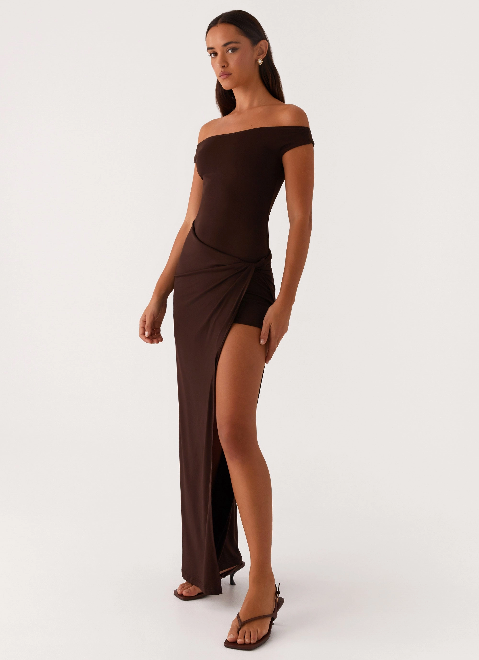 Amerie Maxi Dress - Chocolate Smooth Layering Classic sheath dress