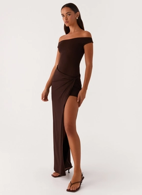Amerie Maxi Dress - Chocolate Smooth Layering Classic sheath dress