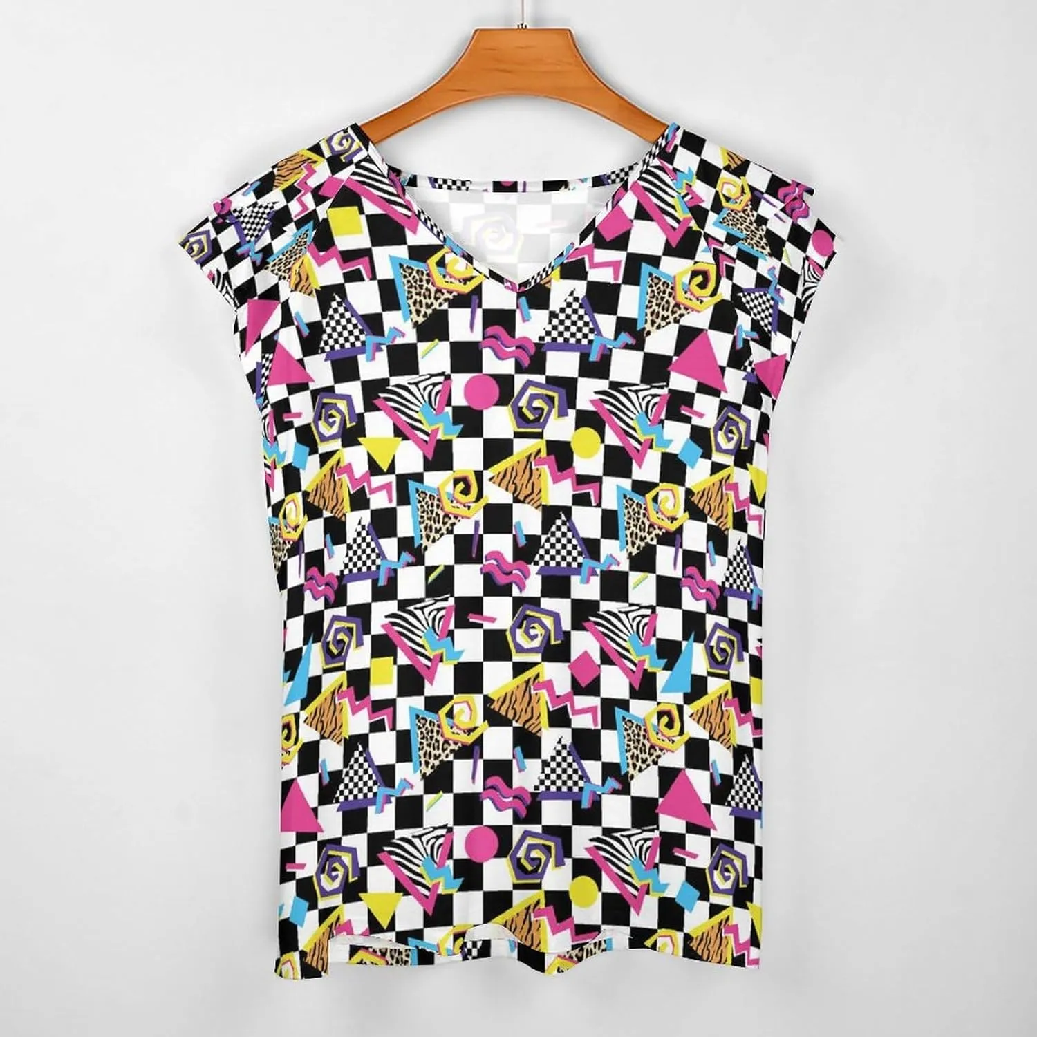 AMRANDOM Womens Short Sleeve Shirts V Neck Lotus Leaf Short Sleeve Tops Summer Blouse Shirts