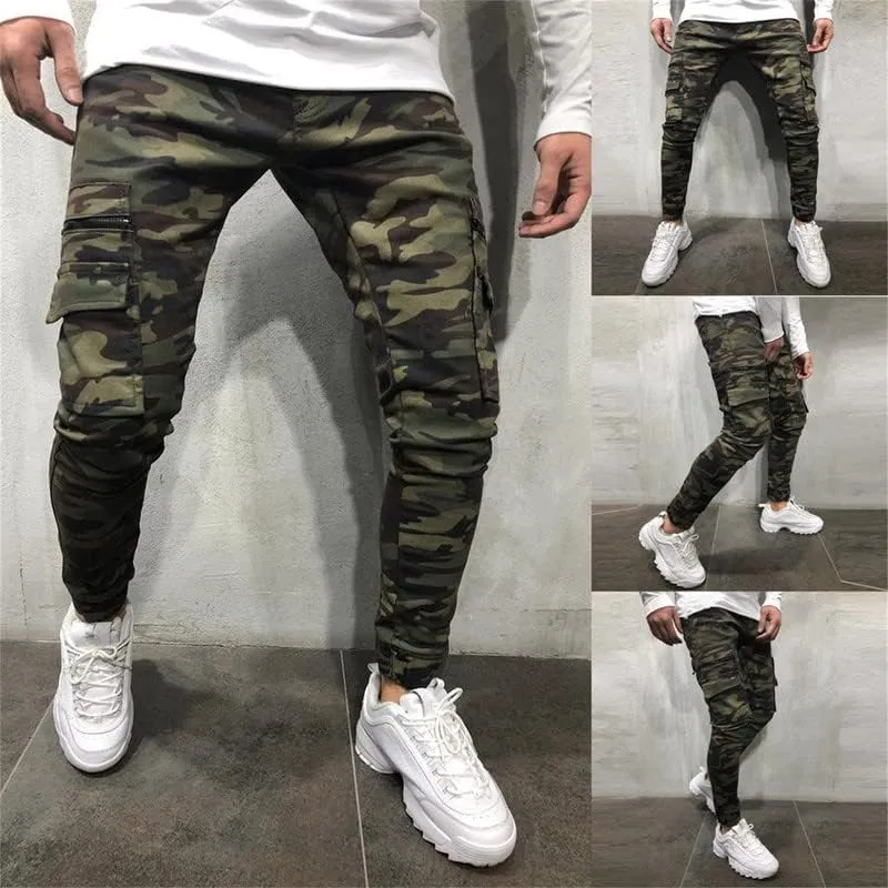 Andongnywell Mens Skinny Stretch Destroyed Denim Pants Ripped Slim Fit Trousers Stretch Knee Pocket Jeans