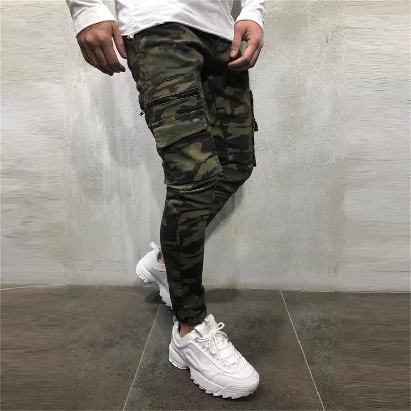 Andongnywell Mens Skinny Stretch Destroyed Denim Pants Ripped Slim Fit Trousers Stretch Knee Pocket Jeans