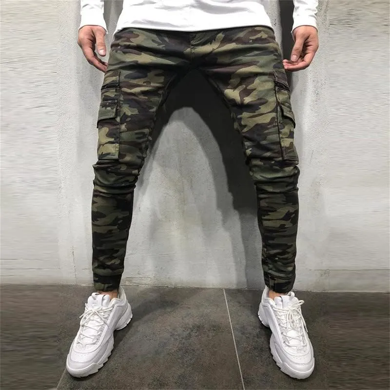 Andongnywell Mens Skinny Stretch Destroyed Denim Pants Ripped Slim Fit Trousers Stretch Knee Pocket Jeans