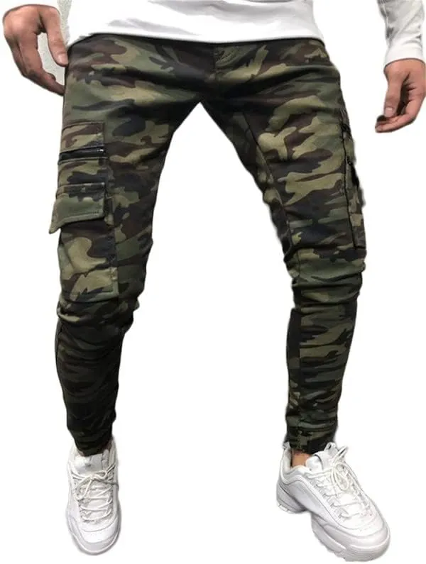 Andongnywell Mens Skinny Stretch Destroyed Denim Pants Ripped Slim Fit Trousers Stretch Knee Pocket Jeans