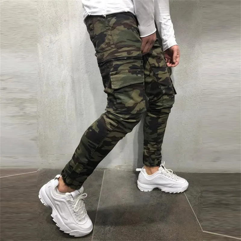 Andongnywell Mens Skinny Stretch Destroyed Denim Pants Ripped Slim Fit Trousers Stretch Knee Pocket Jeans