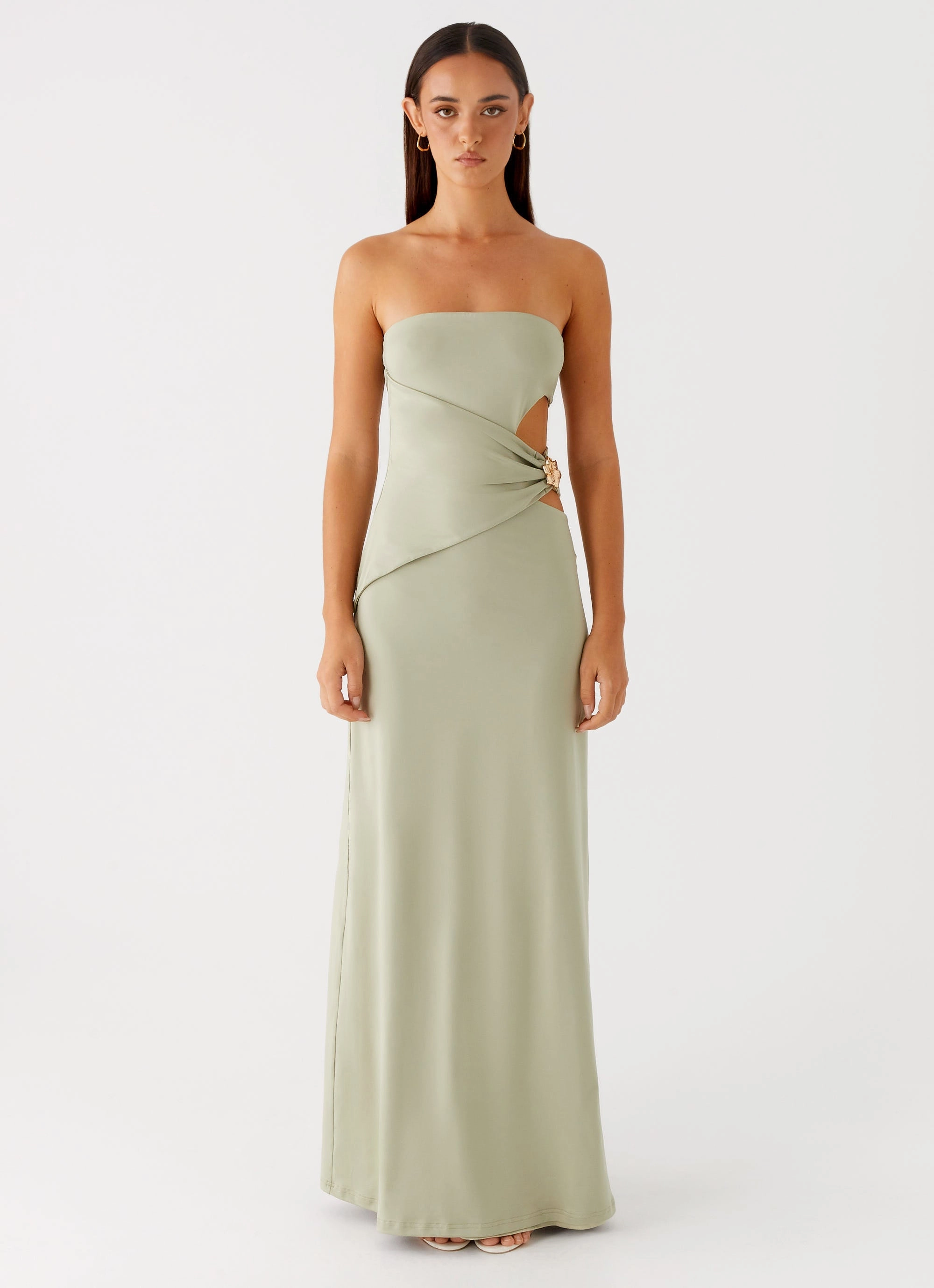 Sheer Overlay Anetta Maxi Dress - Sage