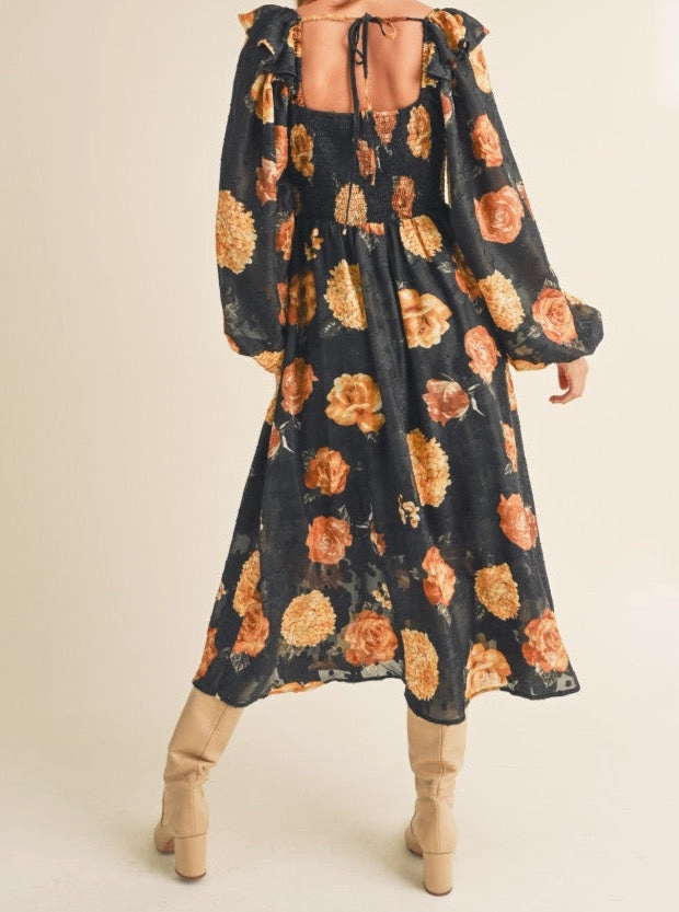 Birthday-Celebration Angela Black Floral Dress