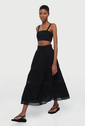 ANGELA MAXI SKIRT BLACK Softened Hem
