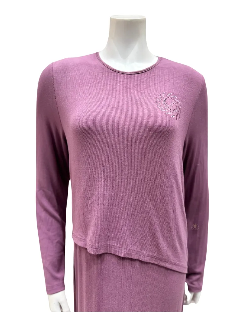 Angelice Lavender Logo Ribbed Modal Nursing Nightgown