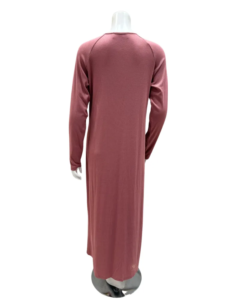 Angelice Salmon Logo Snaps Ribbed Modal Nightgown