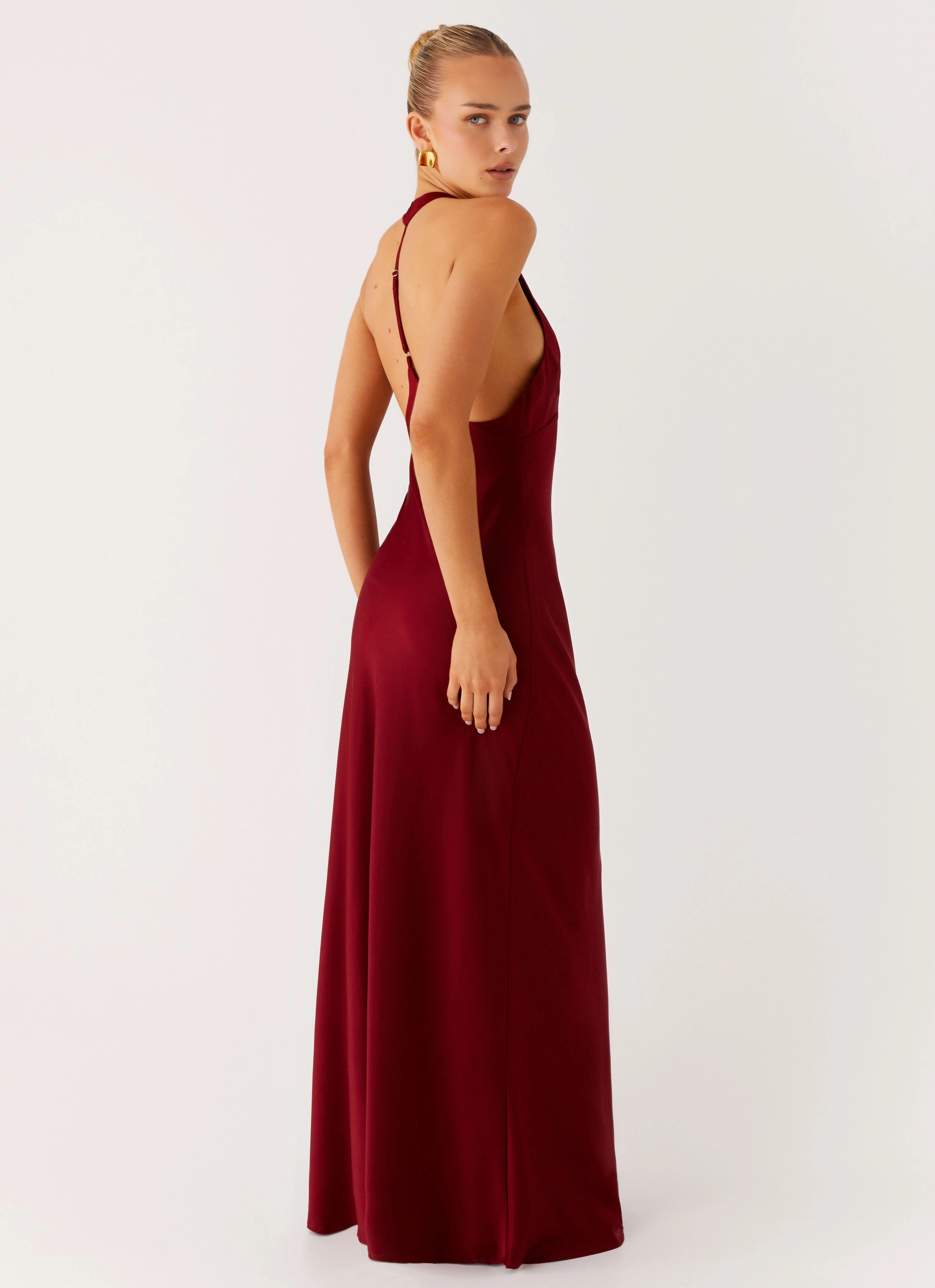 Angie Maxi Dress - Burgundy Timeless Waist Pure Aesthetic