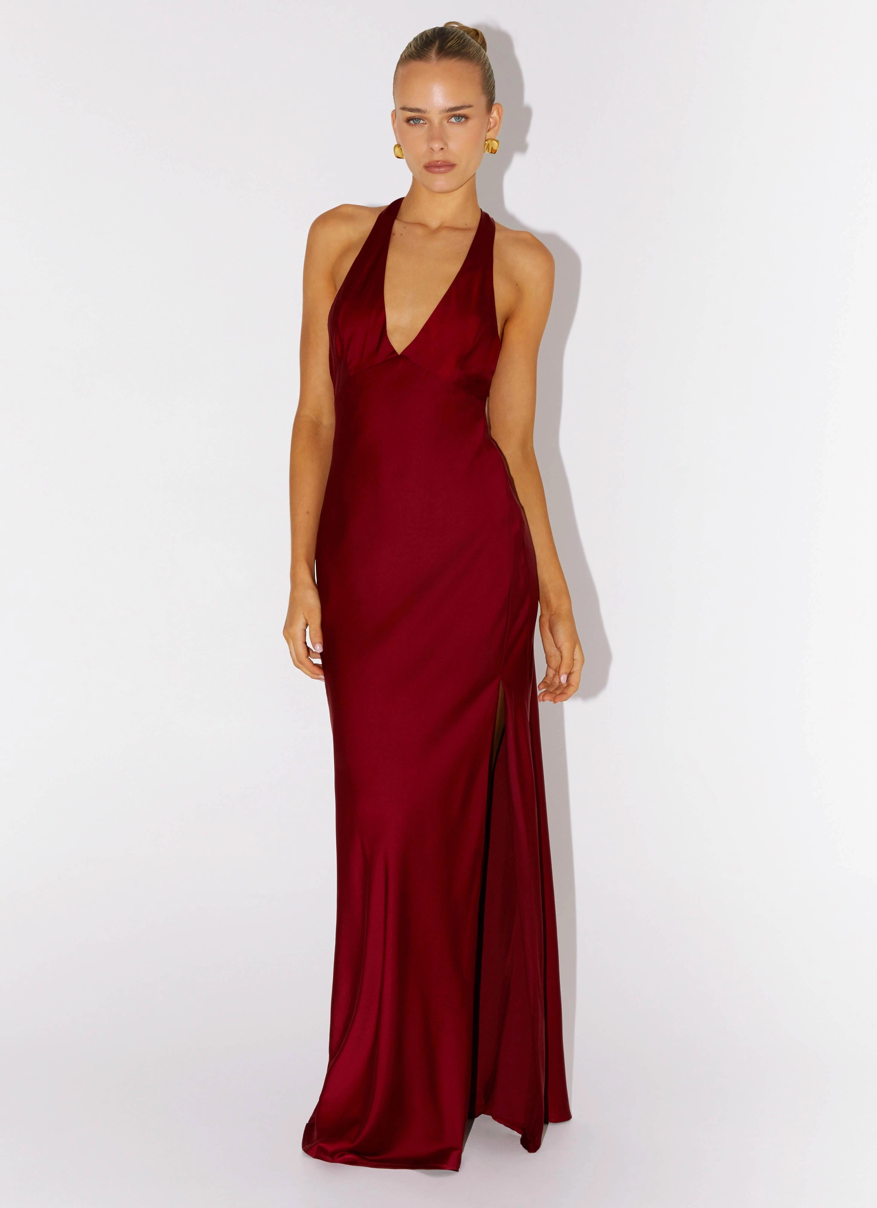 Chic Silhouette Angie Maxi Dress - Burgundy