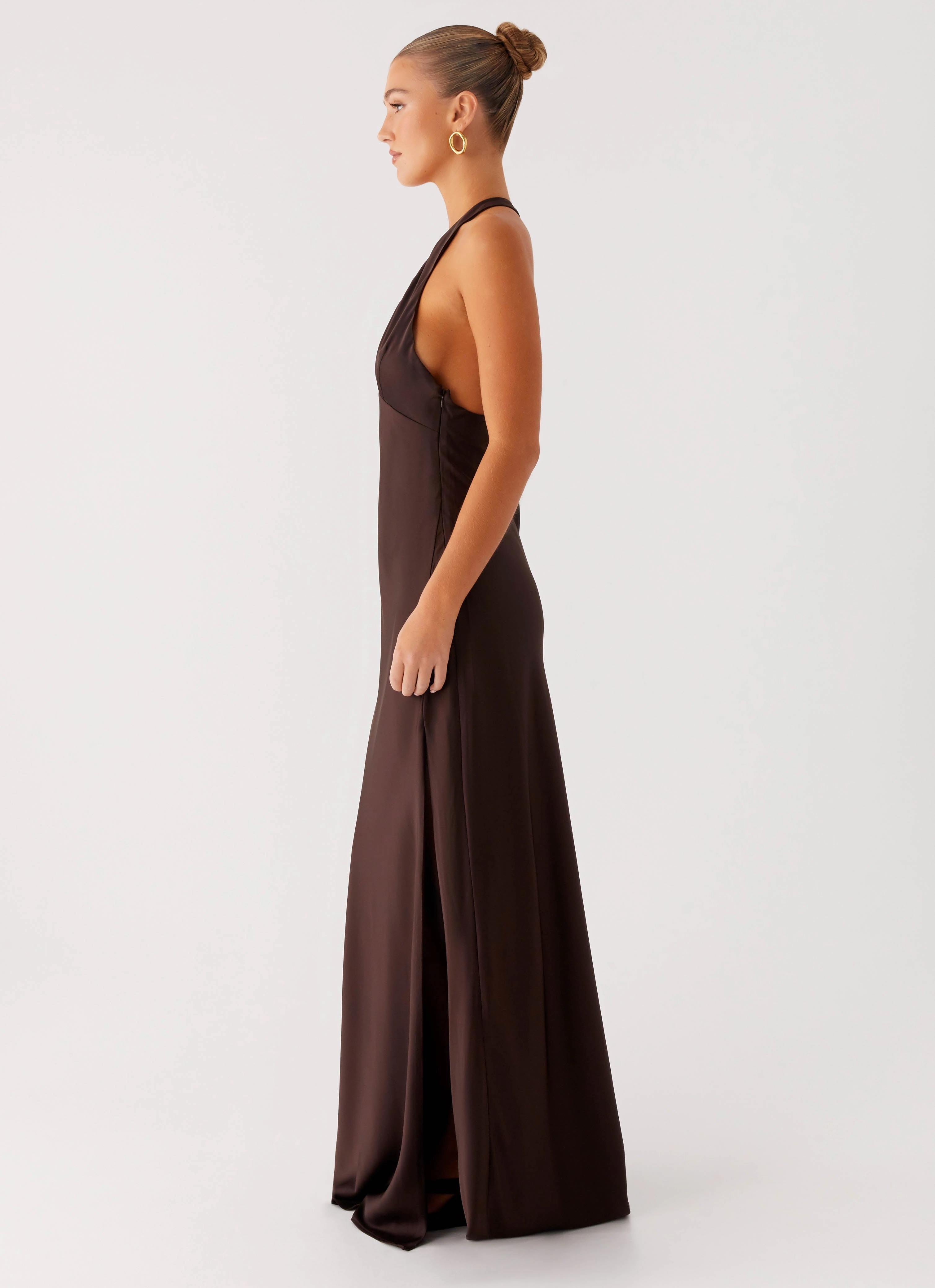Elegant formal piece Wedding guest Angie Maxi Dress - Chocolate