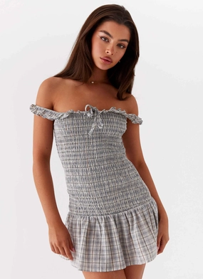 Reinforced Seams Anica Check Mini Dress - Grey Check
