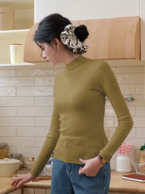 FourWayStretchFabric Annalise Mock Neck 100% Merino Wool Sweater
