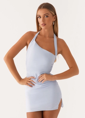 Slip Resistant Waist Annalissa Linen Mini Dress - Blue