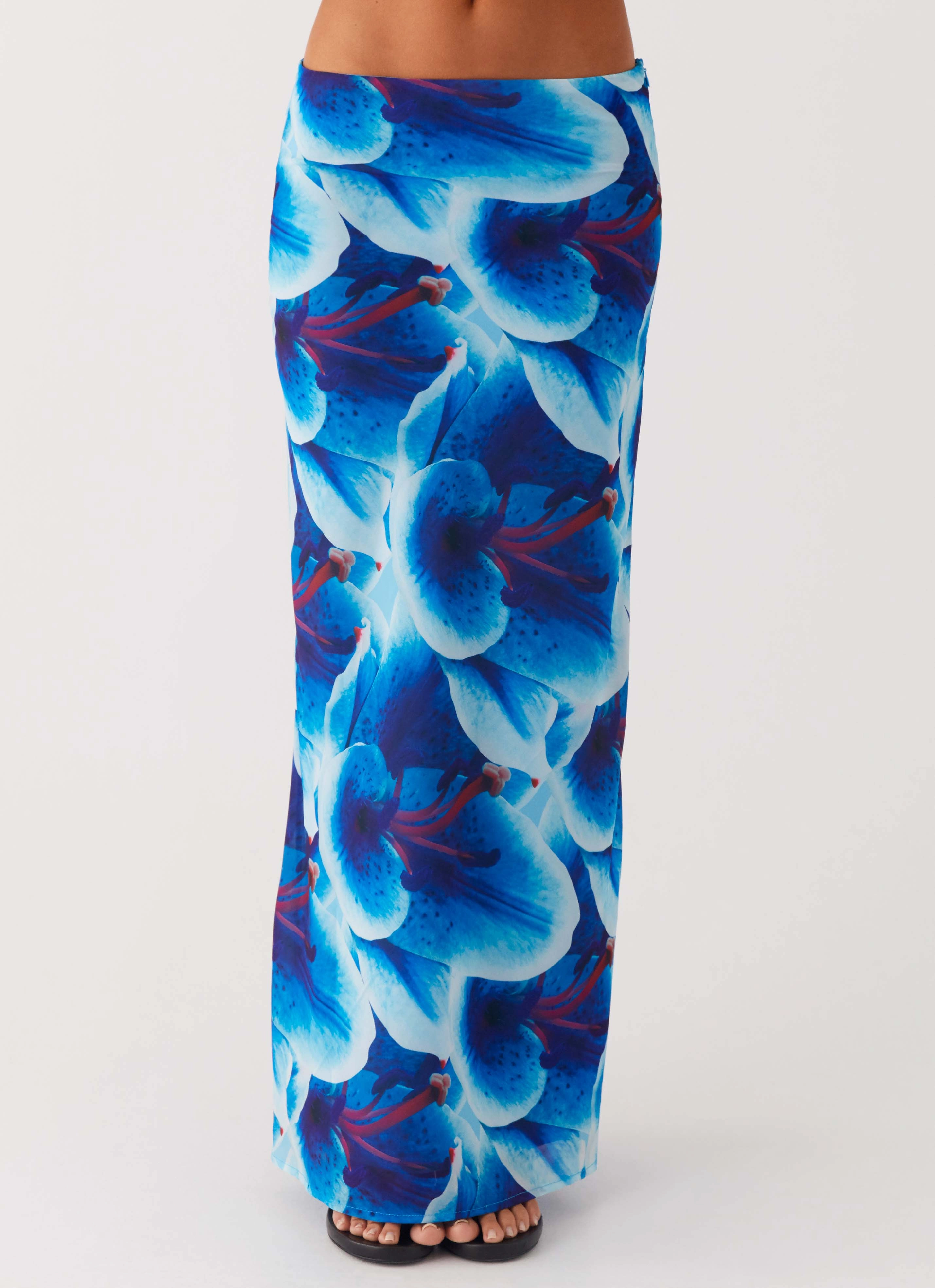 Handmade Quality Another Life Chiffon Maxi Skirt - Turquoise Floral