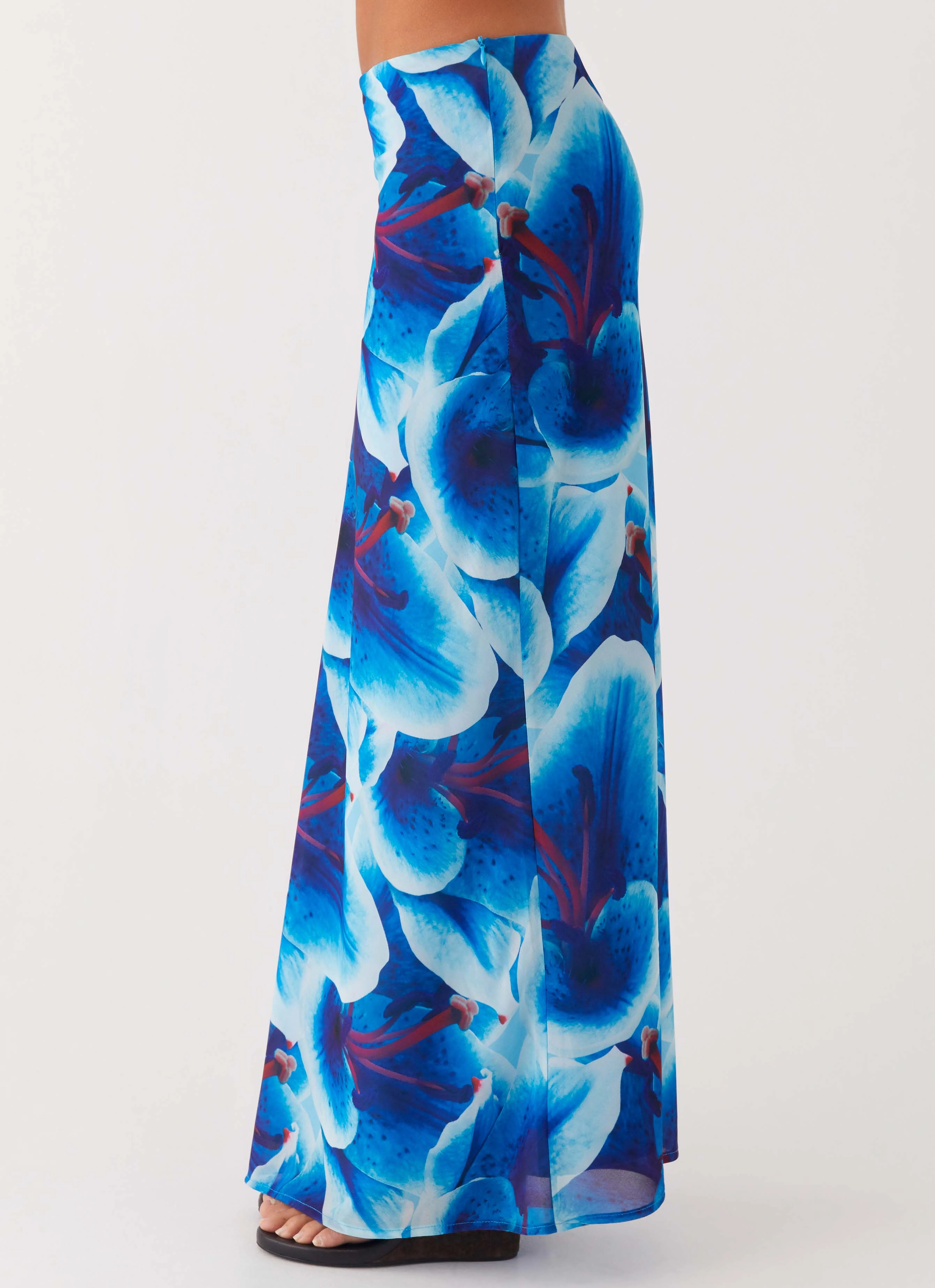 Luxury Feel Fresh Aesthetic Another Life Chiffon Maxi Skirt - Turquoise Floral