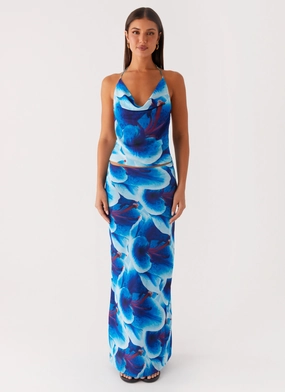 Denim style Another Life Chiffon Maxi Skirt - Turquoise Floral