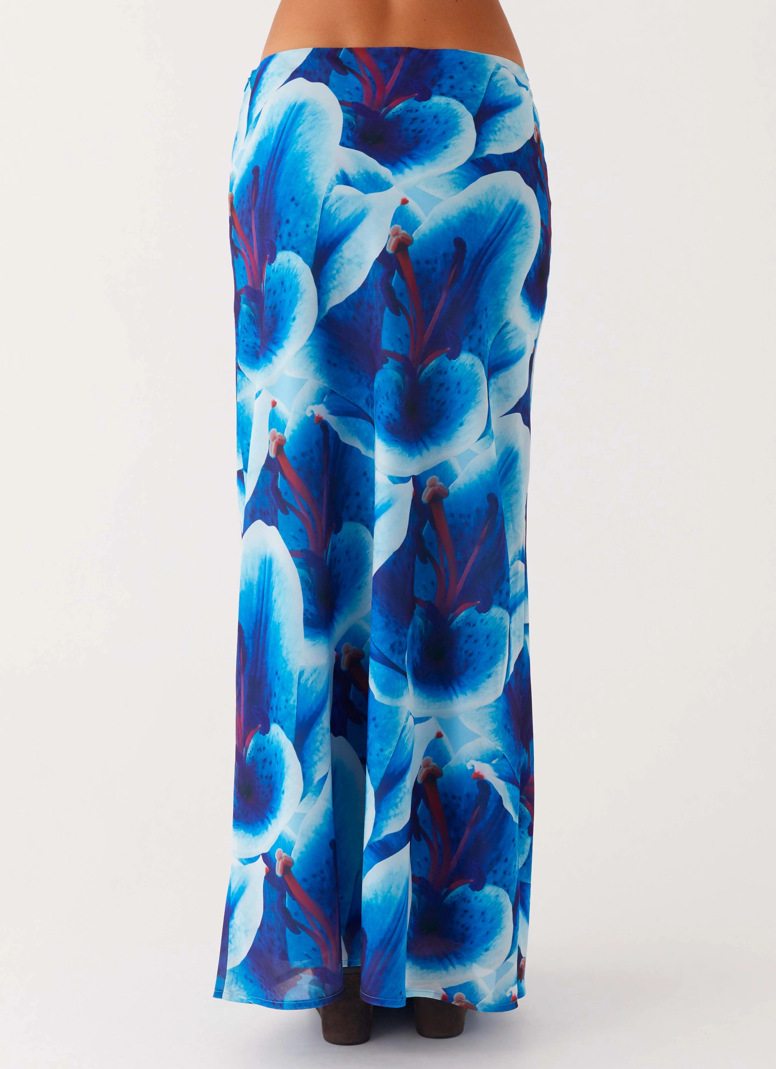 Another Life Chiffon Maxi Skirt - Turquoise Floral Breezy Edge Bohemian vibe