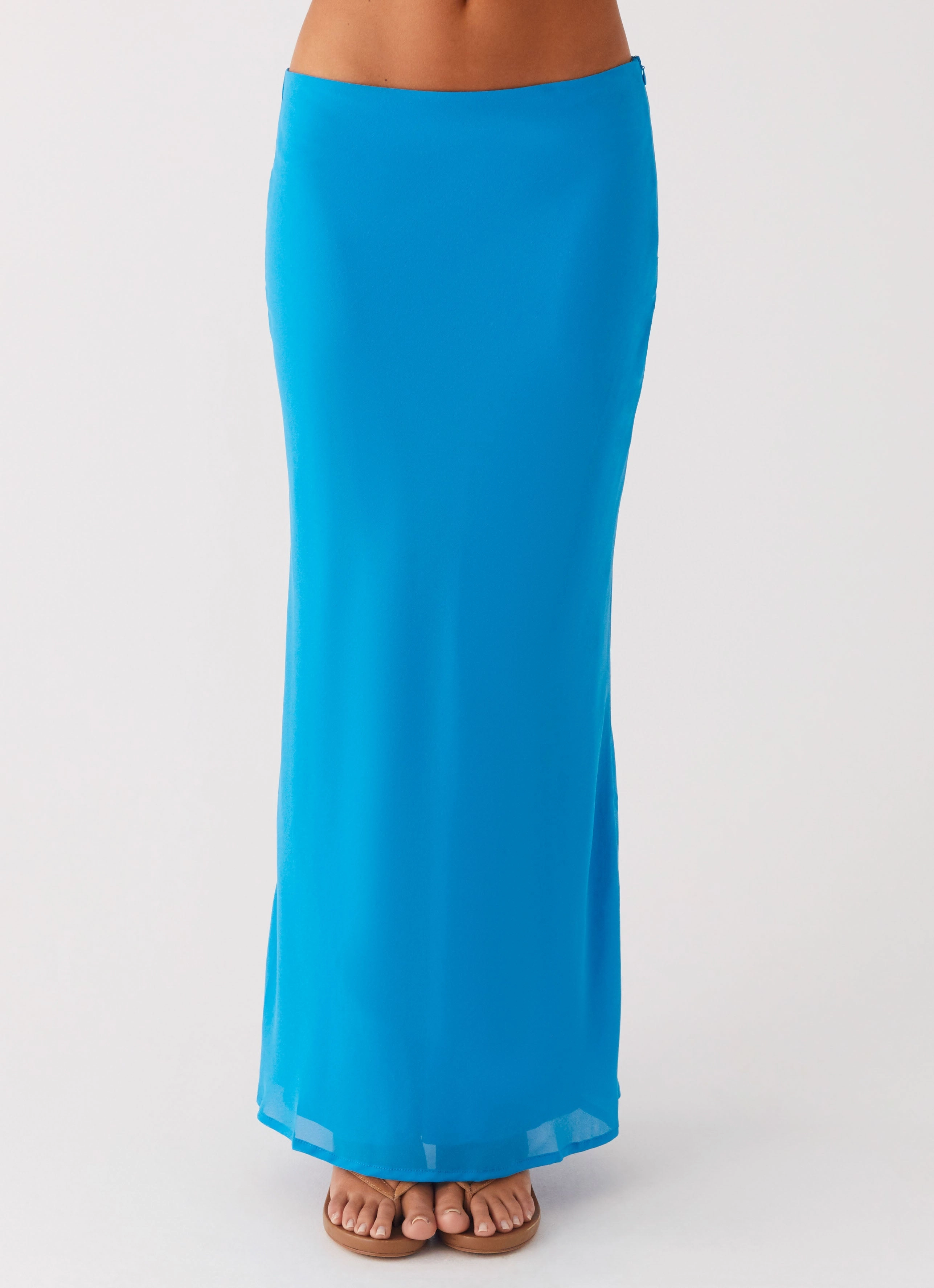 Soft Focus Another Life Chiffon Maxi Skirt - Turquoise