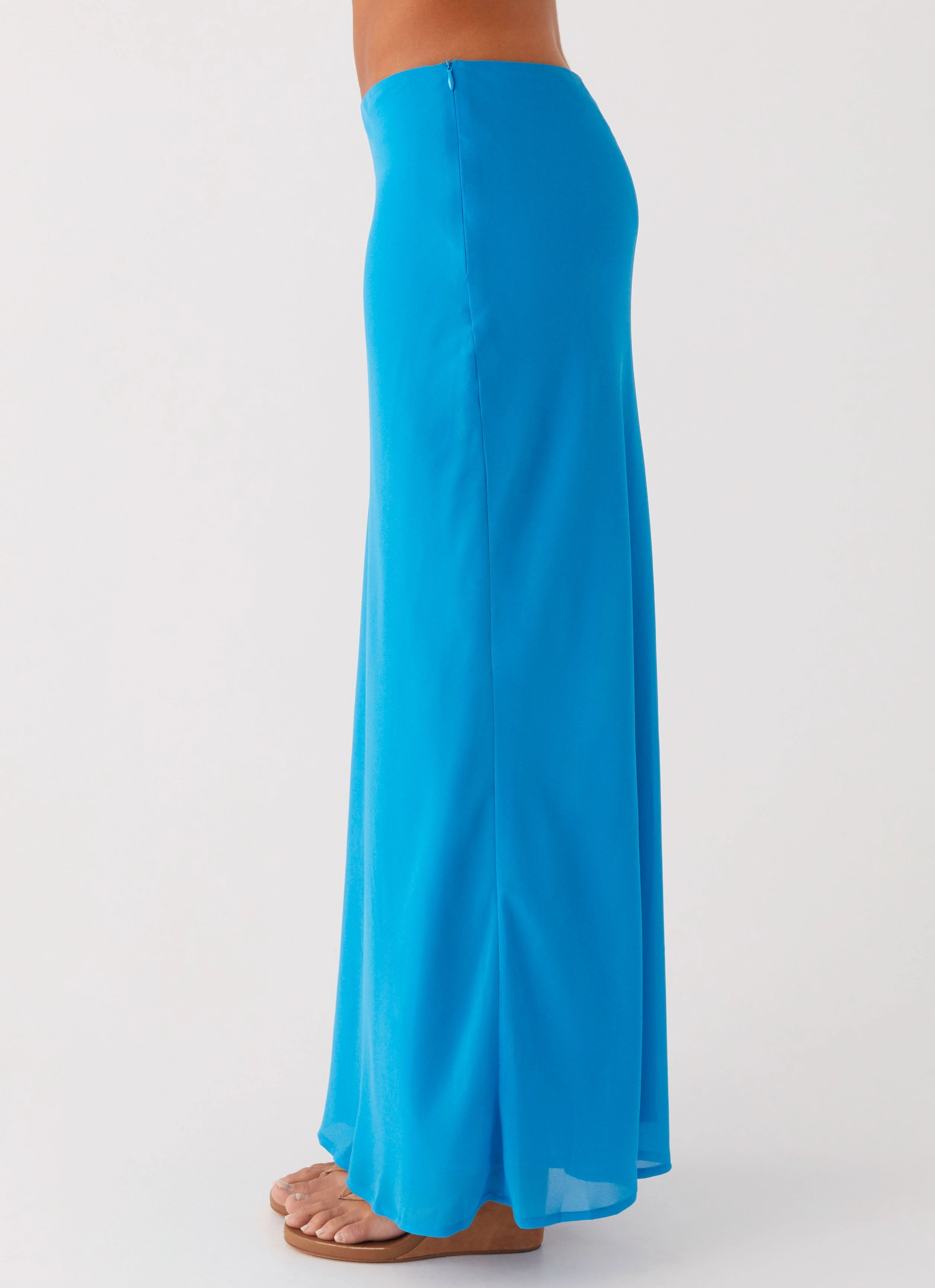 Another Life Chiffon Maxi Skirt - Turquoise Vibrant color