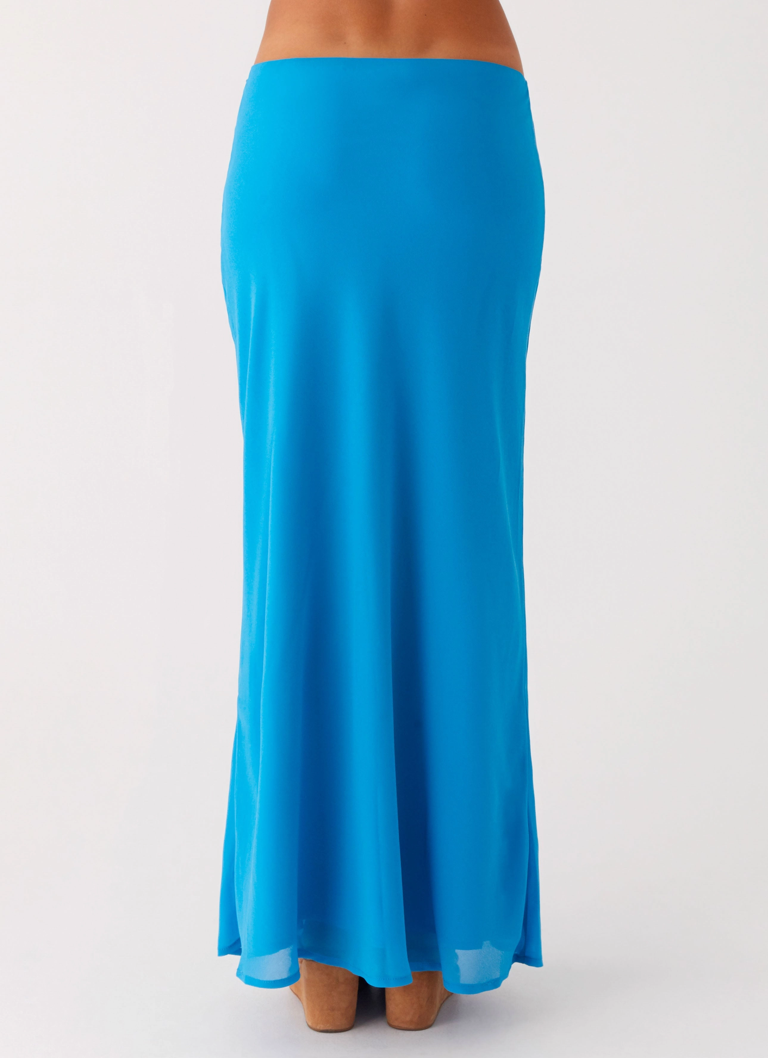 Another Life Chiffon Maxi Skirt - Turquoise Pocket Design