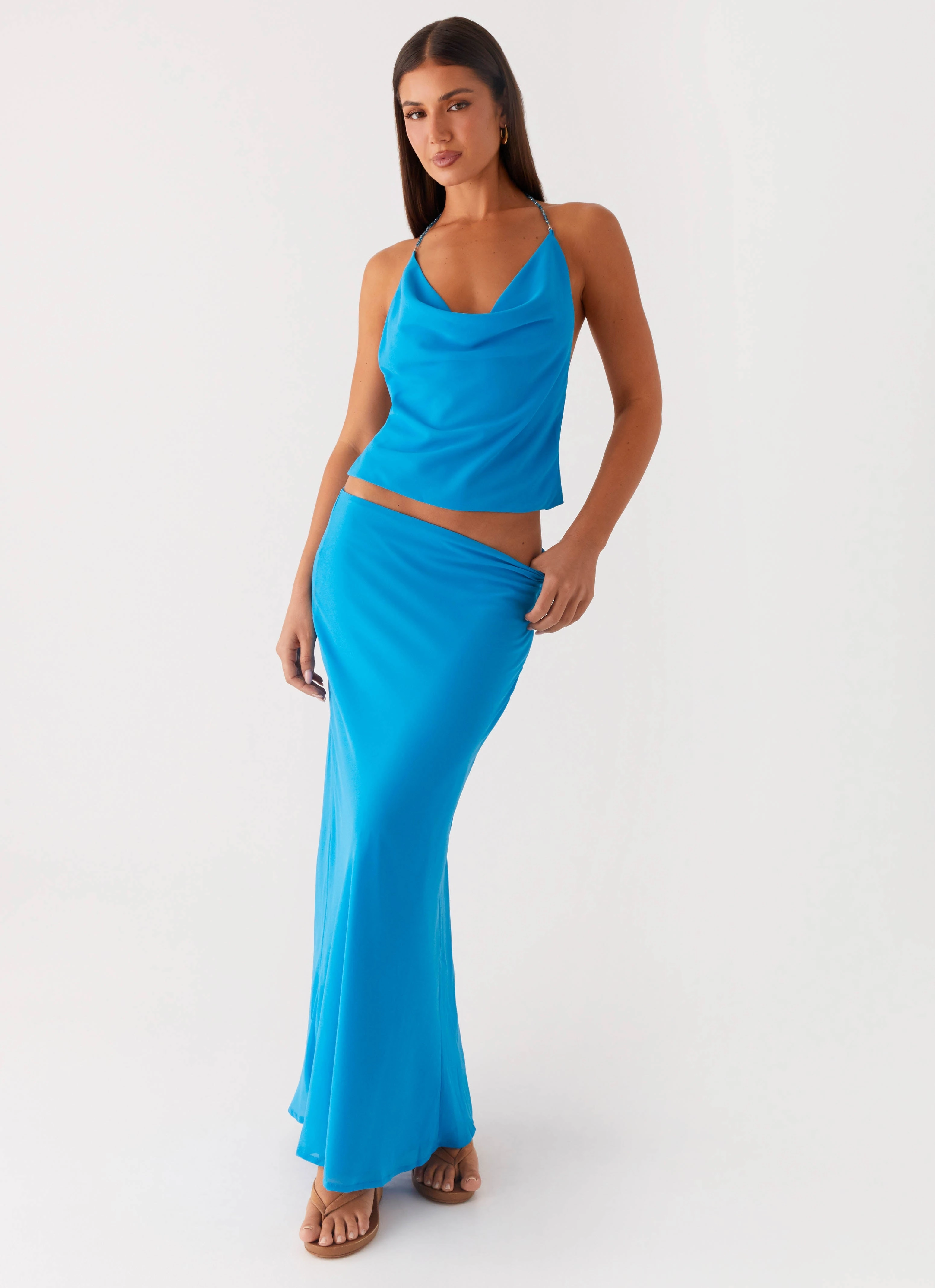 Chill Mood Another Life Chiffon Maxi Skirt - Turquoise