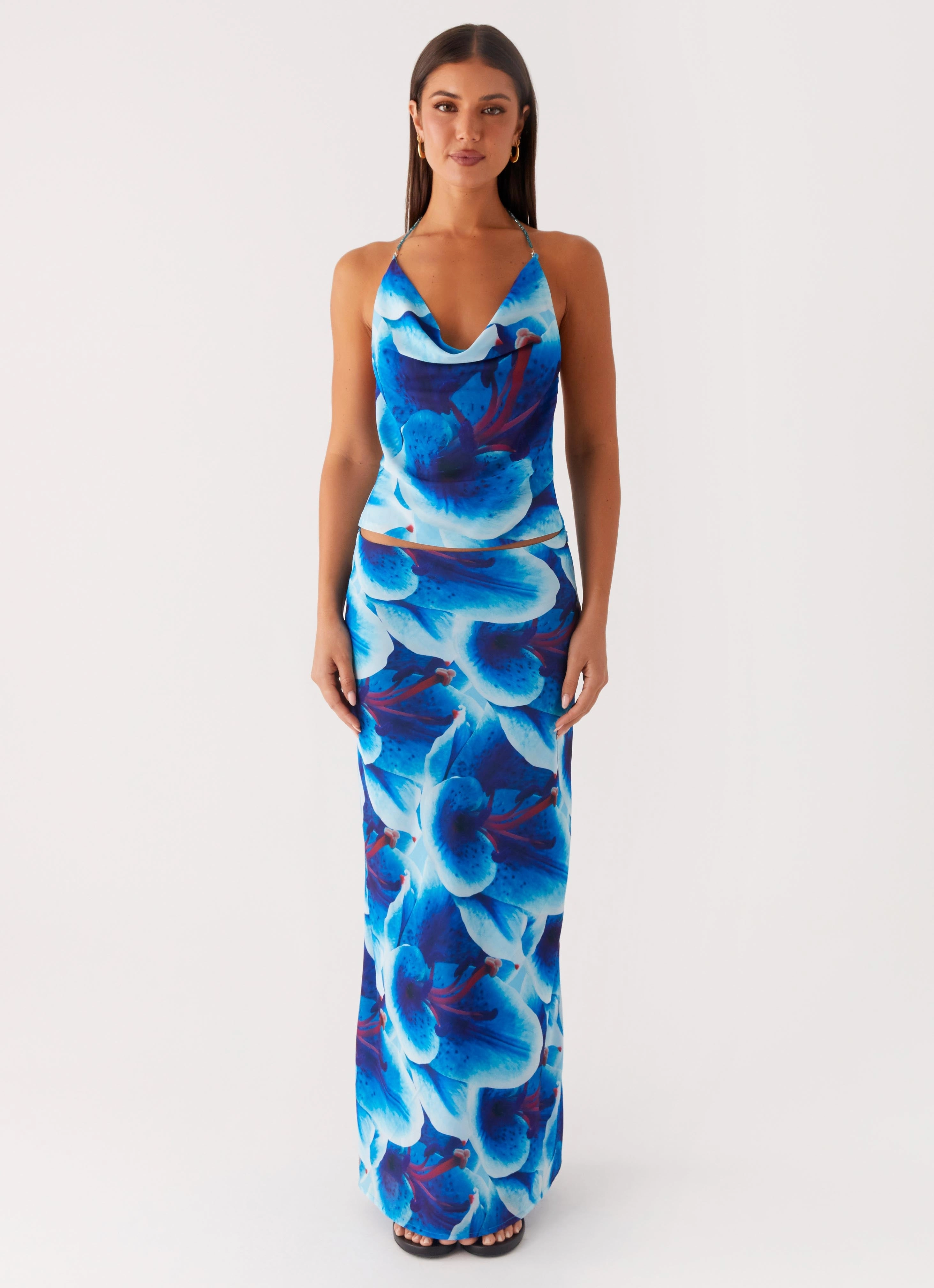 AthleticInspired Another Life Halter Top - Turquoise Floral