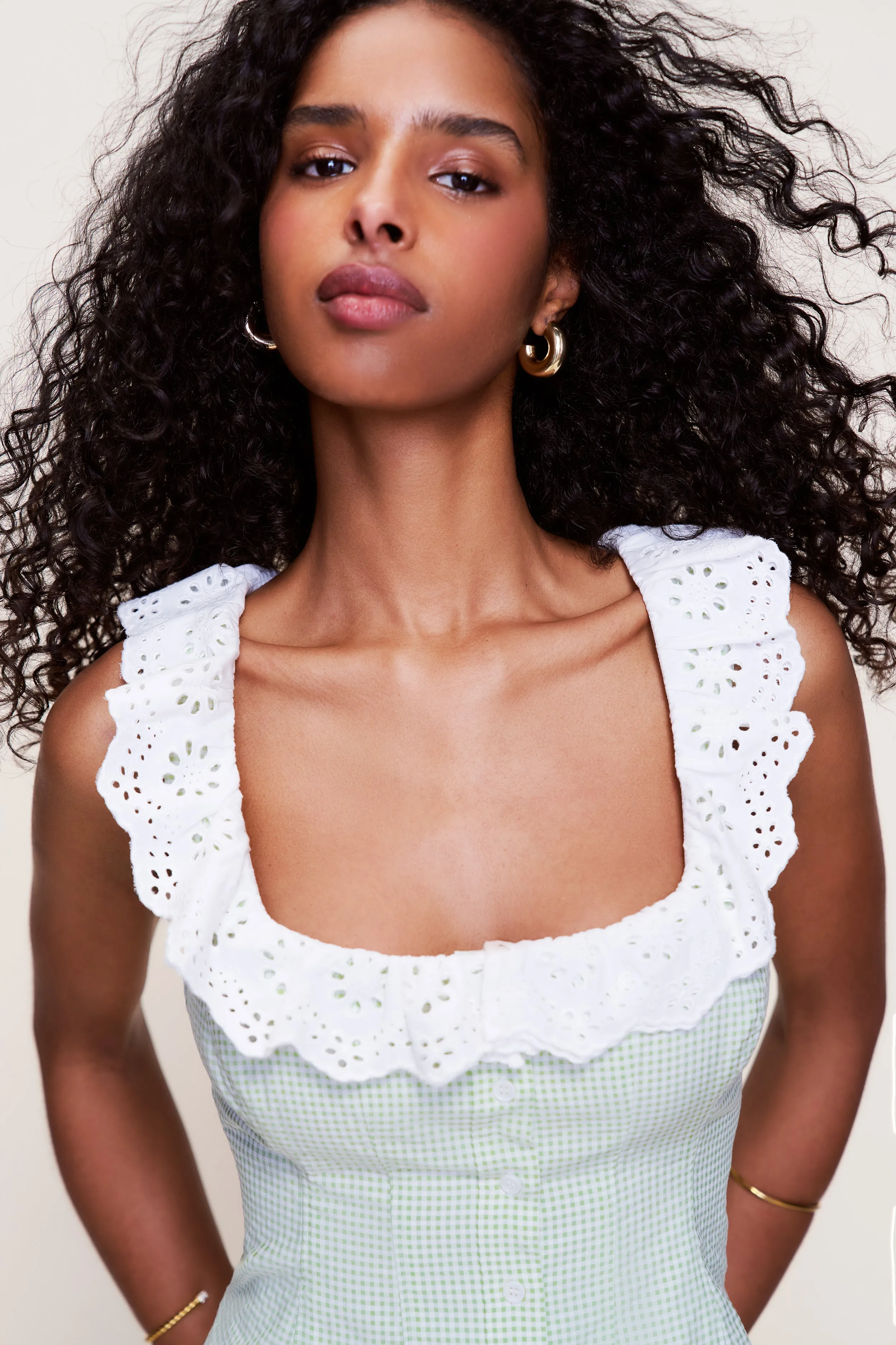 Odor Resistant Technology Gingham Paloma Lace Top