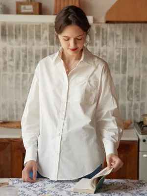 Reflective Logo Detail VentedBack Blanche White Blouse