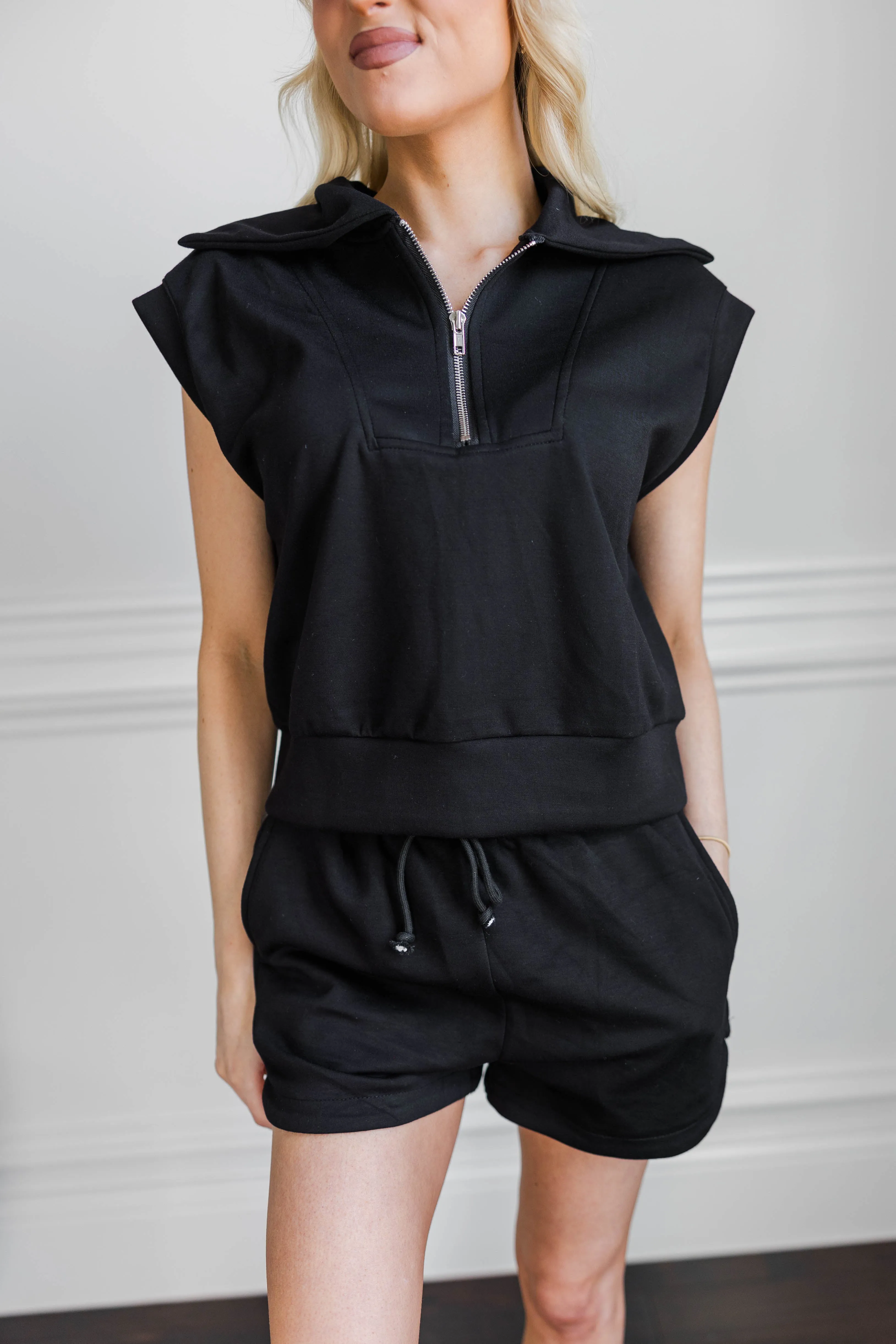 Self Fabric Tie Blake Athleisure Set- Black