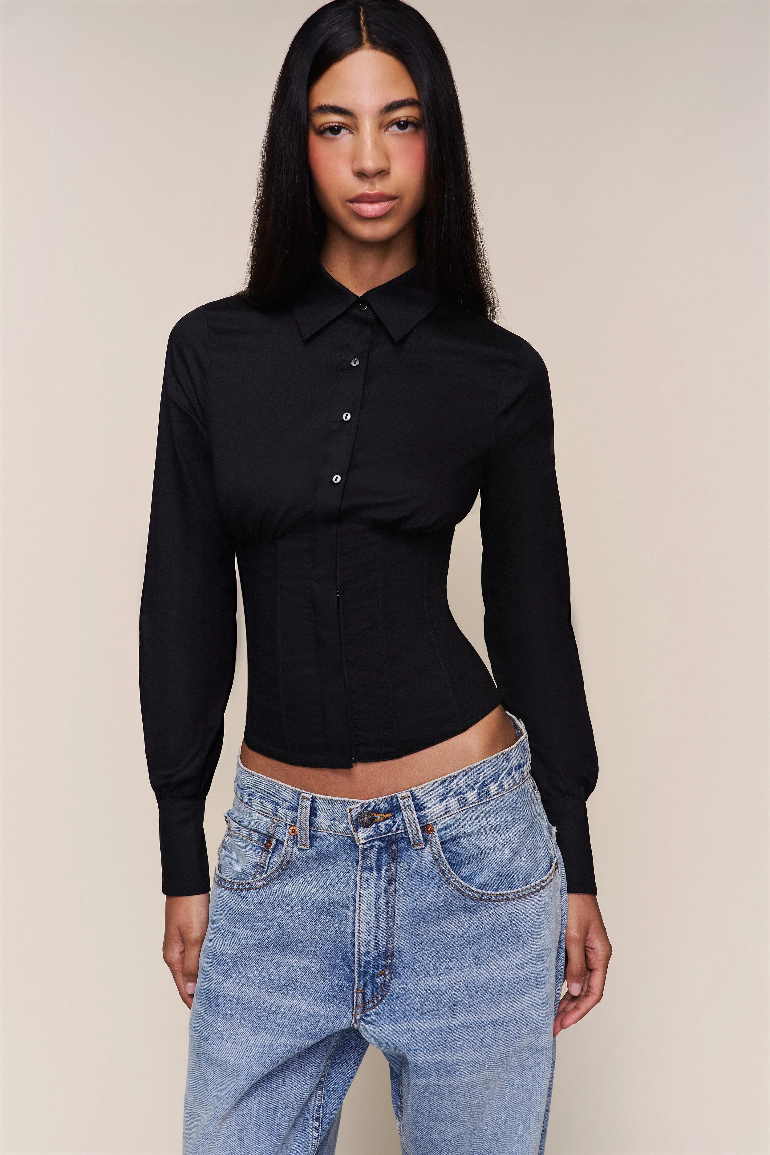 Flatlock Seam Design Biodegradable Fiber Tailored Corset Long Sleeve