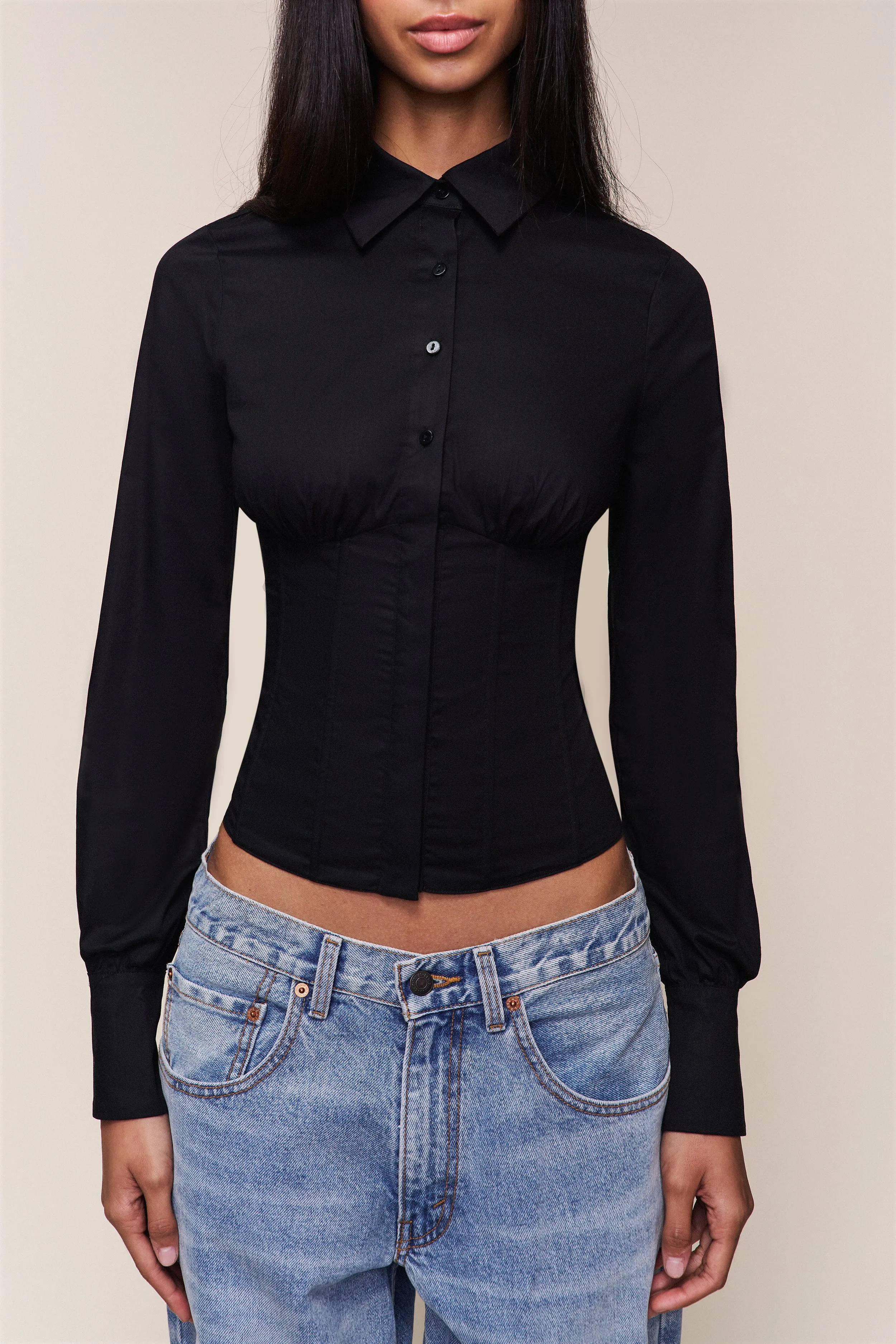 Flatlock Seam Technology Multi Panel Design Tailored Corset Long Sleeve