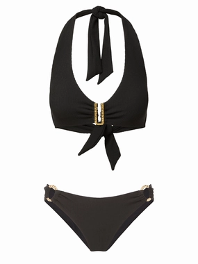 Melissa Top   Ring Trim Bottom in Black Texture Mold Resistant Lining