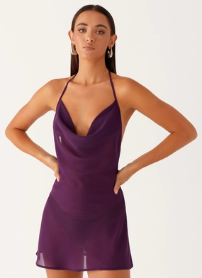 personalized option Transitional Wear Fantasy Mini Dress - Mulberry