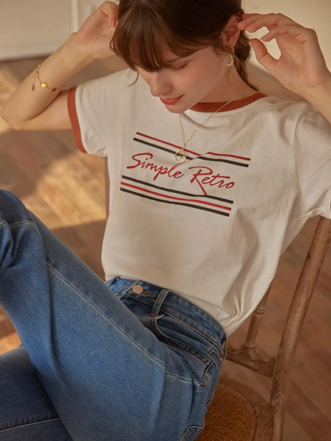 FlexibleRibbing ??Final Sale??Maya Logo Printed Vintage T-Shirt