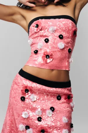 Ambroise Sequin Tube Top Fitted Blouse UV Protective Layer
