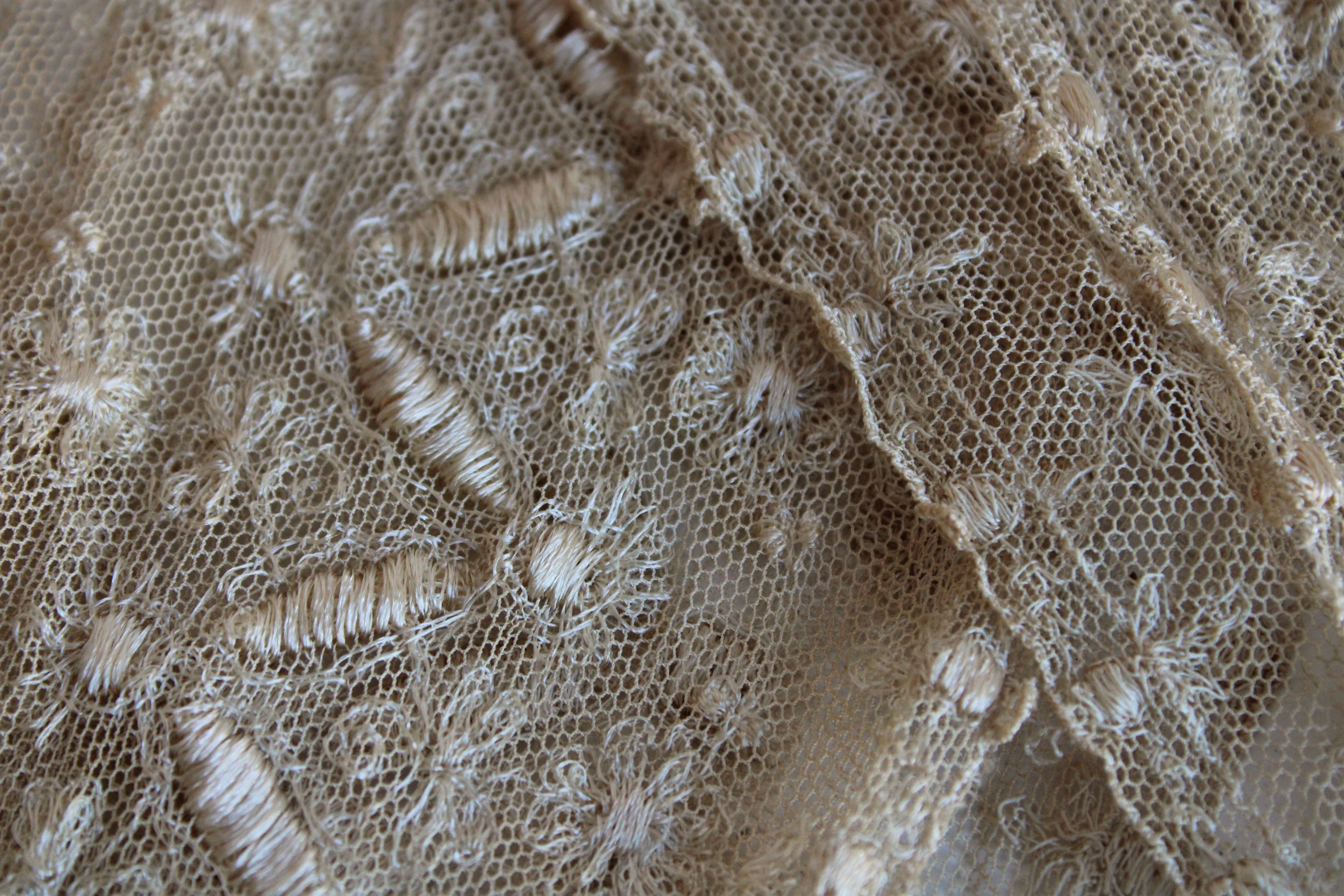 Antique 1910s 1920s Silk Lace Scarf or Sash or Trim