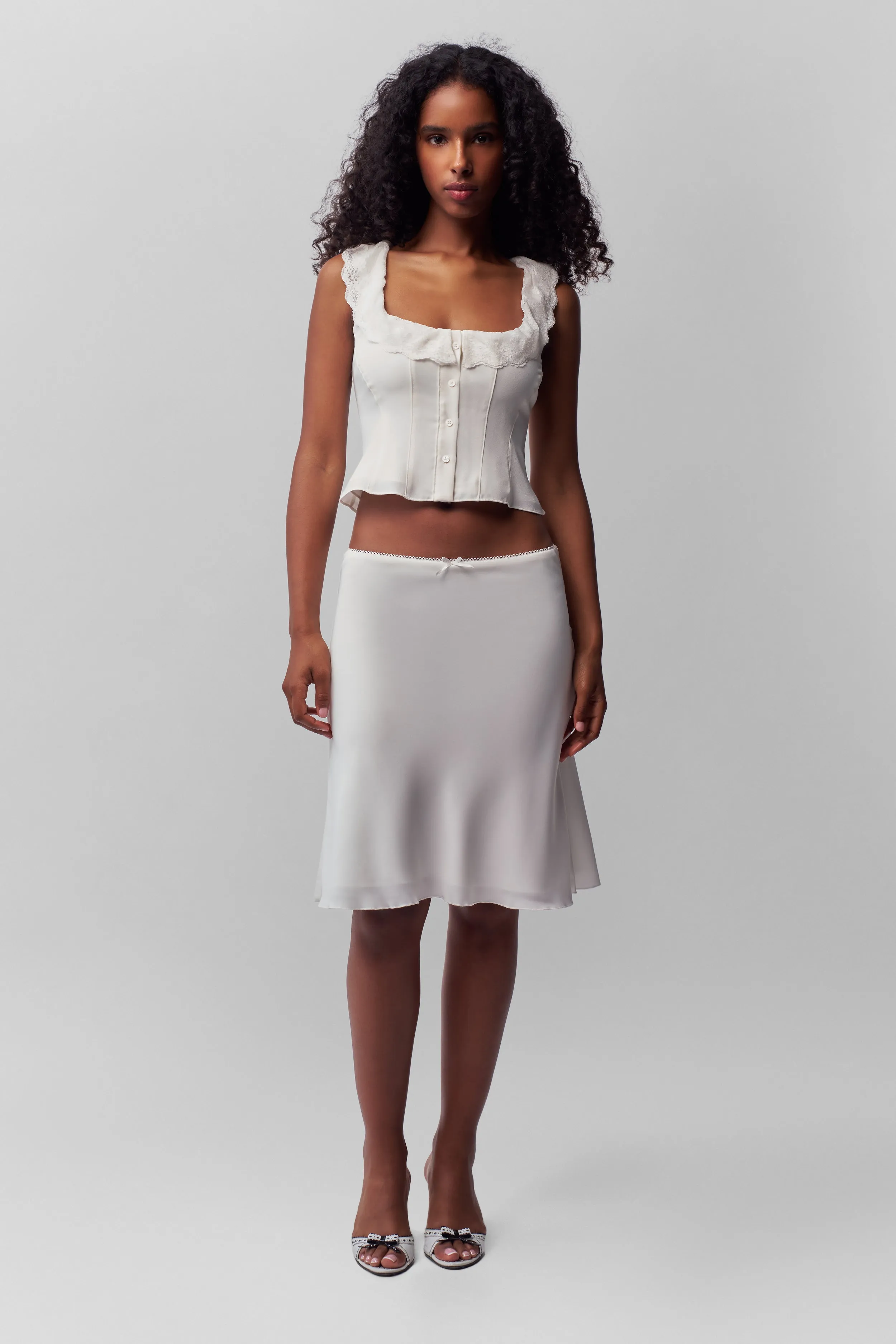 Paloma Lace Top Low Profile Zipper Slim Fit Shirt