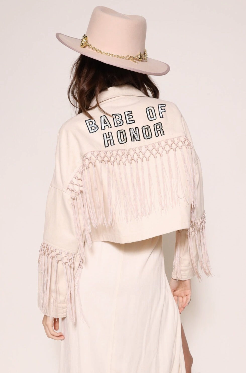 Babe Of Honor Farrah Jacket- Cream Seamless Shoulder Design CompactFoldable