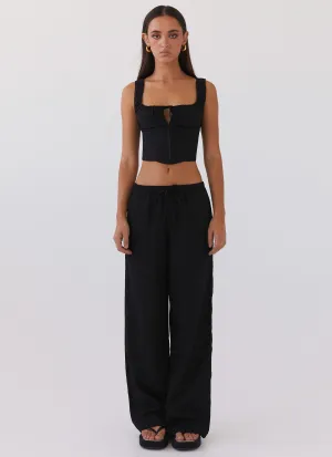 Fresh Face Linen Pants - Black Tangle Free Cuffs Tough Materials