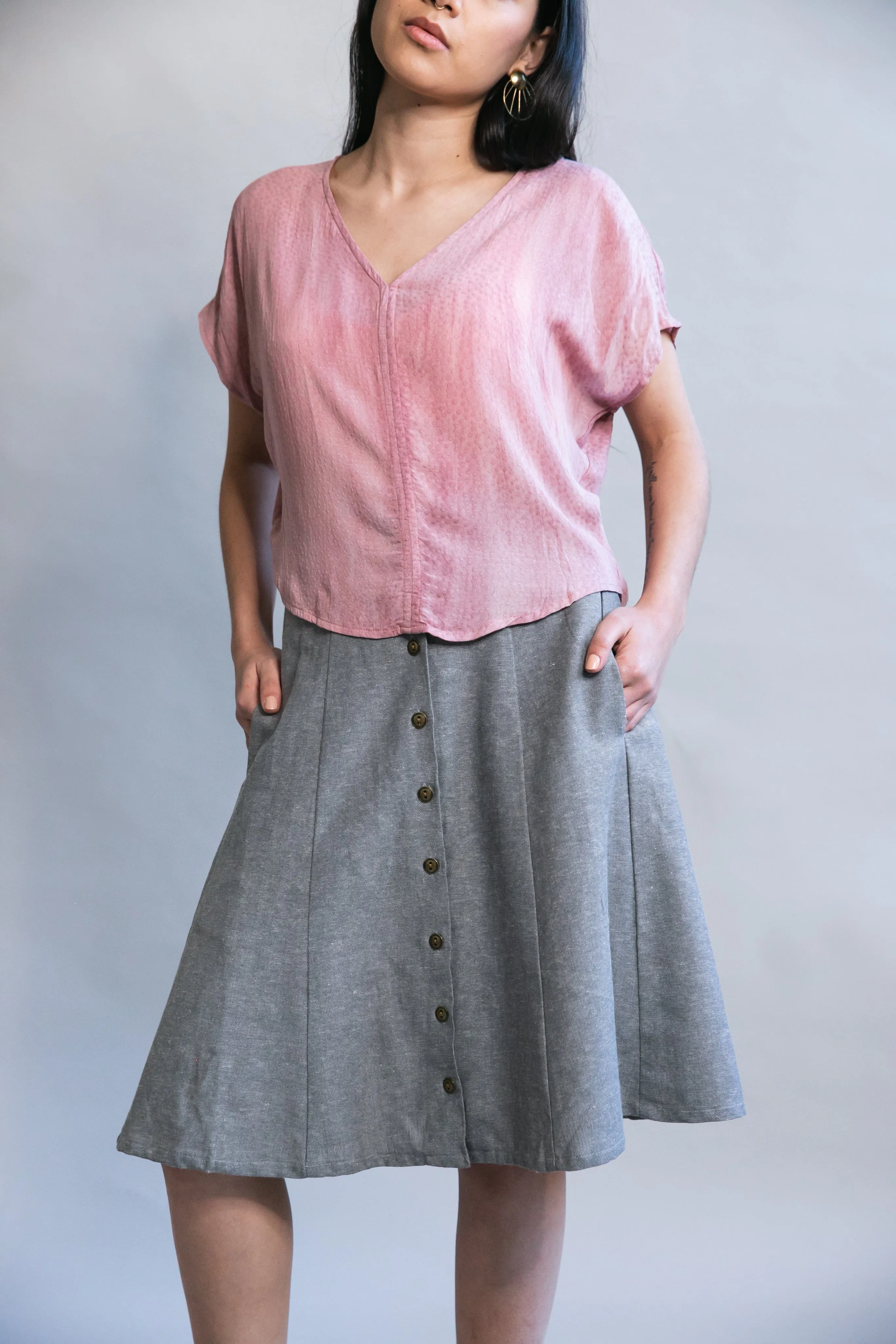 AdjustableDrawstring Formal Wear Dolman Top in Tea Rose