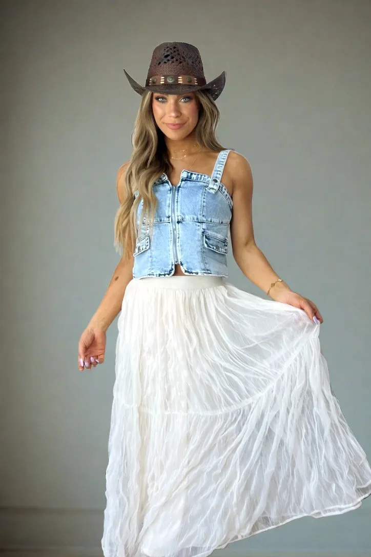 Corona Cowboy Zip Up Denim Top DoubleLayered